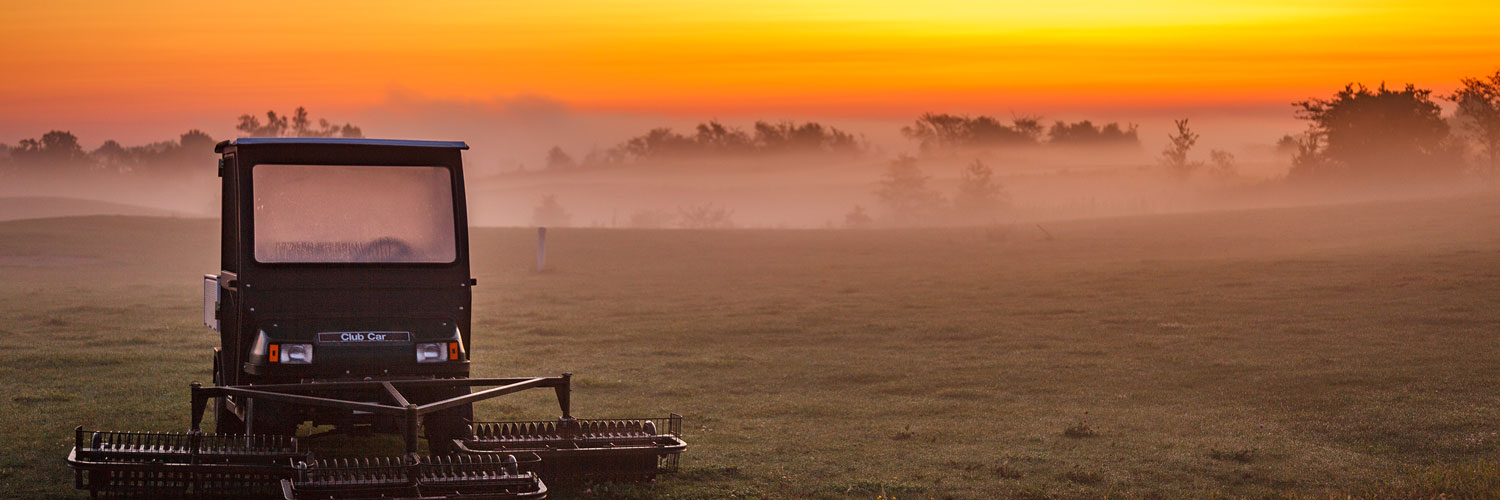 Sunset overlooking the greens at The Preserve on Rathbun lake in Iowa