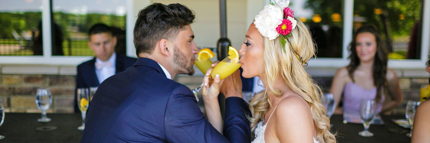 Couple toasting at a wedding
