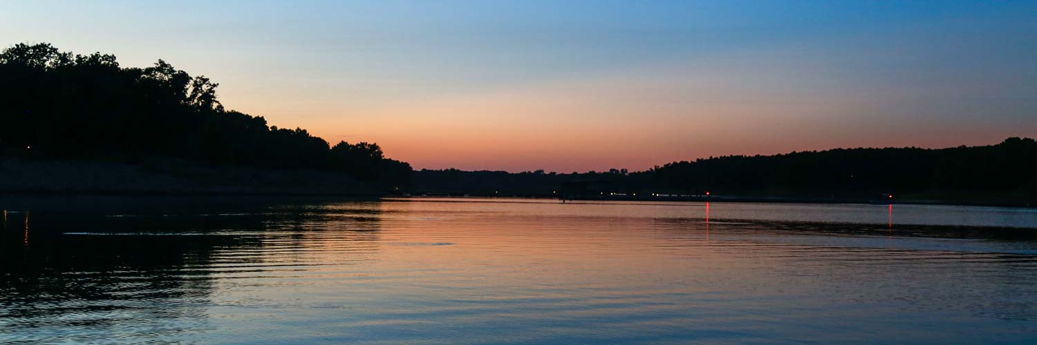 Rathbun Lake turns golden at sunset