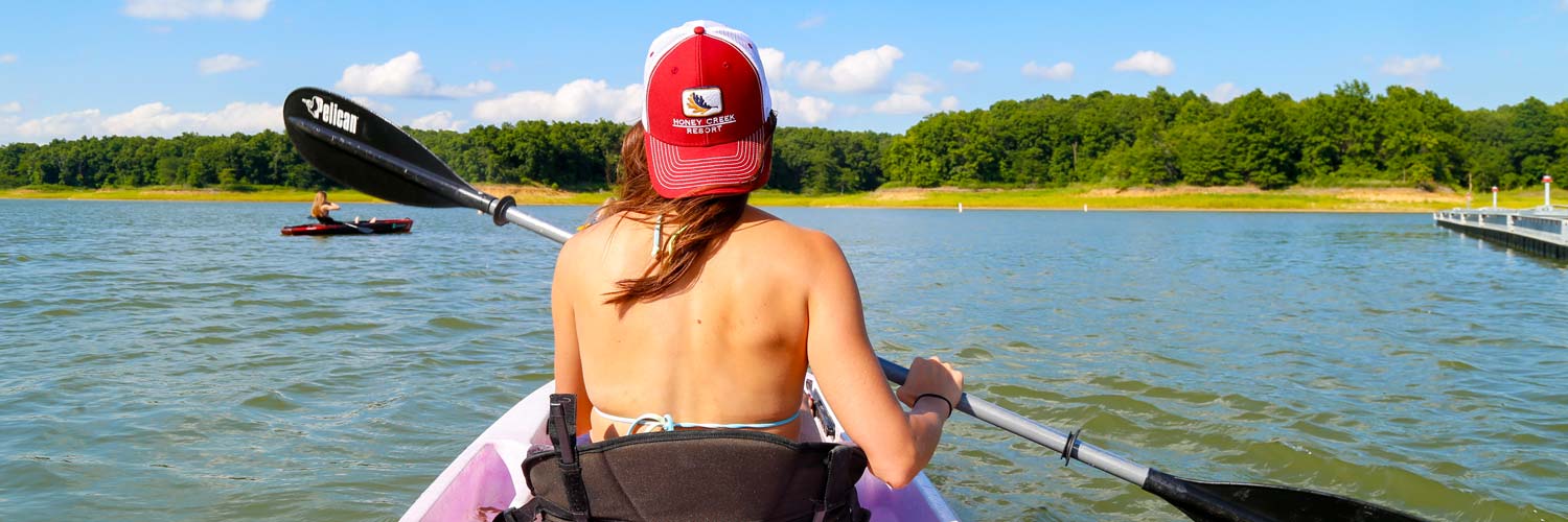 Honey Creek Resort guests enjoy kayaking on Rathbun Lake