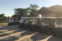 Golf carts outside of the Pro Shop at The Preserve on Rathbun Lake during the 2018 Member-Guest Tournament