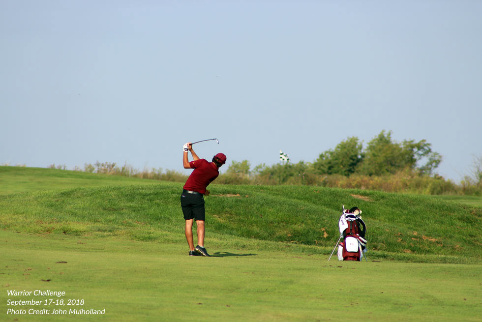 Golfer making a swing at the Warrior Challenge 2018 at The Preserve on Rathbun Lake