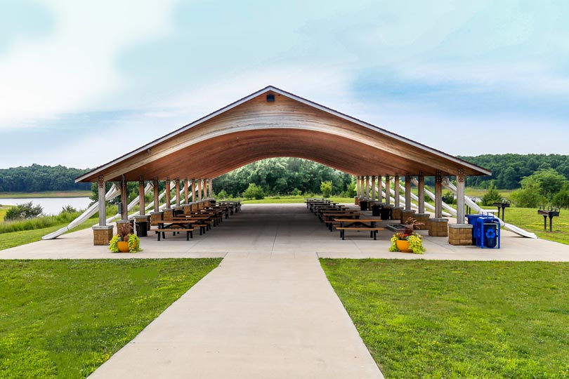 Outdoor wedding pavilion at Honey Creek Resort