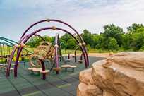 The playground at Honey Creek Resort features play structures for kids to enjoy
