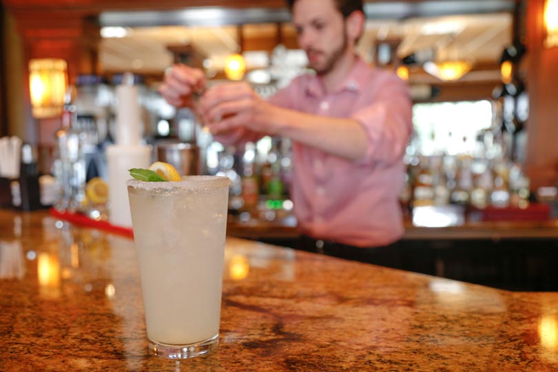 Refreshing drink served at Rathbun Lakeshore Grille Bar at Honey Creek Resort