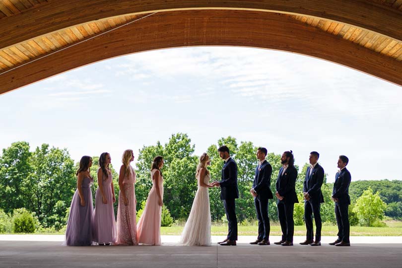 Wedding party in the outdoor venue at Honey Creek Resort