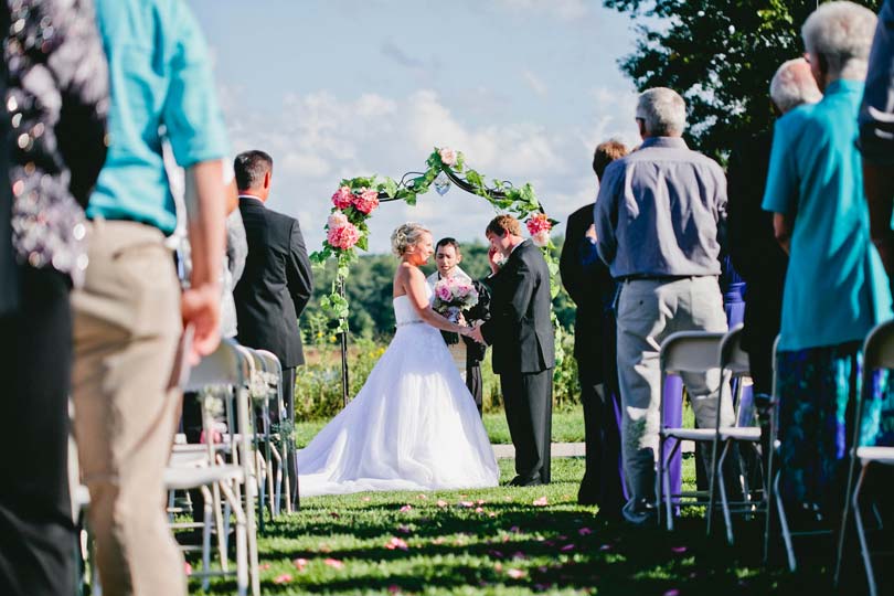 Wedding ceremony on the lawn at Honey Creek Resort