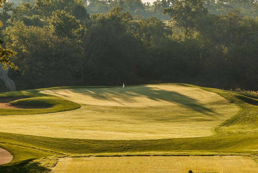 A hole on The Preserve on Rathbun Lake's 18-hole golf course at Honey Creek Resort