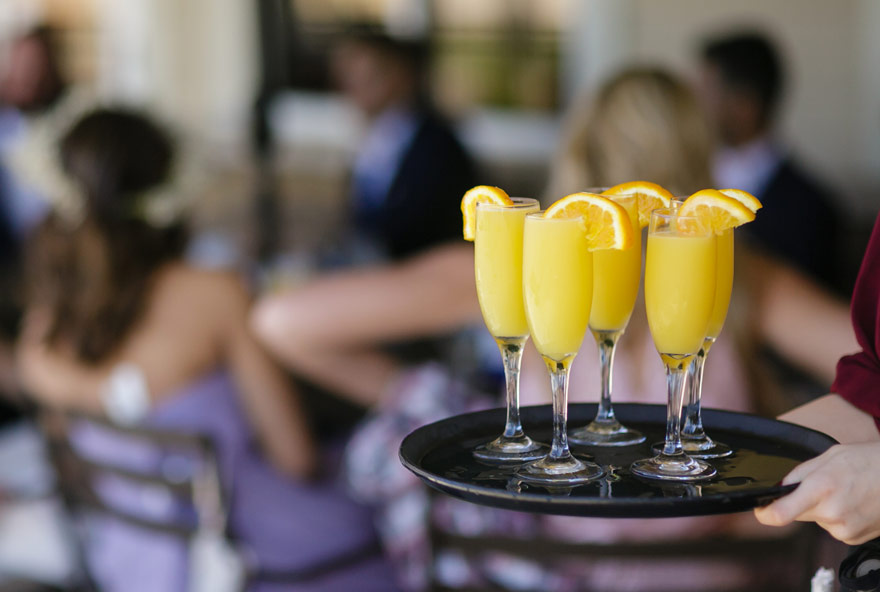 Mimosas are served at an event at Honey Creek Resort