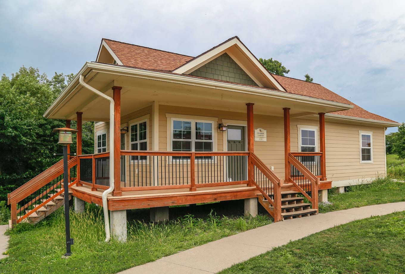 Exterior of a two-bedroom cottage at Honey Creek Resort