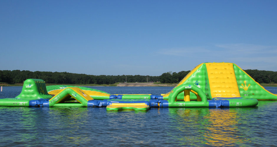 Wide view of Rathbun Lake Aquapark